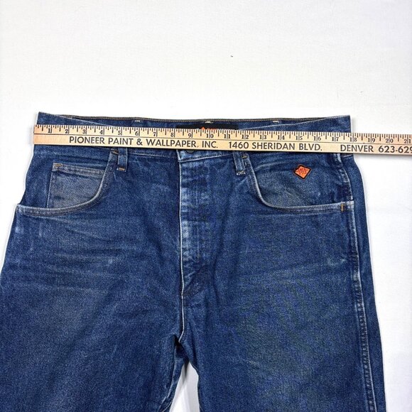 Wrangler Relaxed Fit FR Fire Resistant CAT 2 2112 Blue Denim Jeans Mens 36x38 - Picture 10 of 12